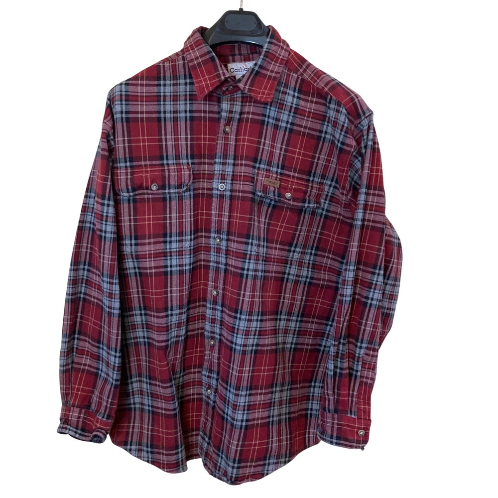 Carhartt Mens XL Red Plaid Flannel Long Sleeve Button Down Shirt S198DKR